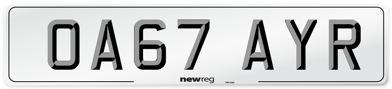 OA67 AYR Number Plate from New Reg